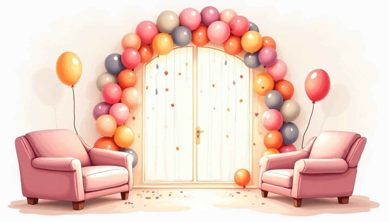 Barnkalas hemma med dekorationer i vardagsrum