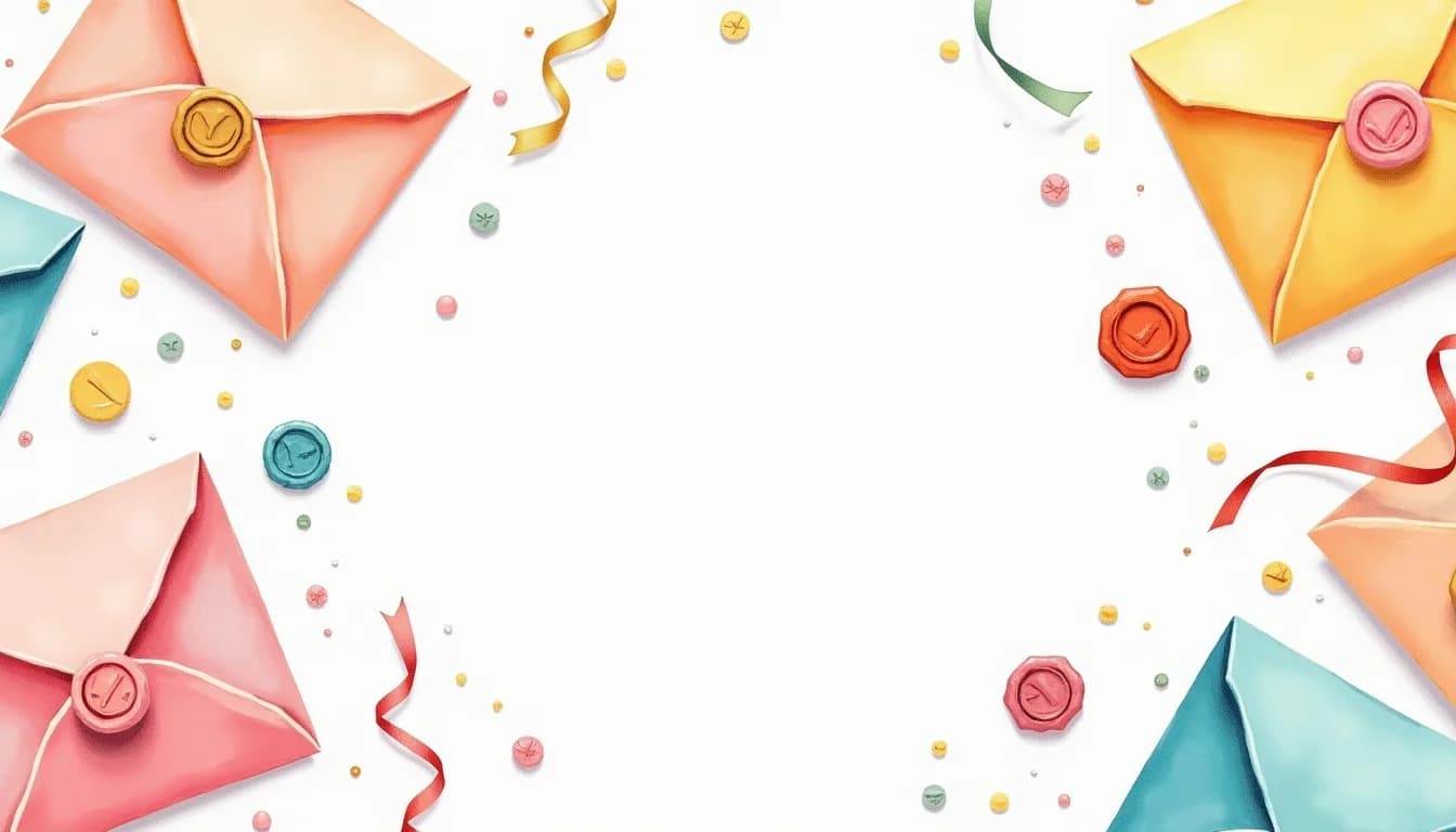 Inbjudningskort med kuvert och dekorationer