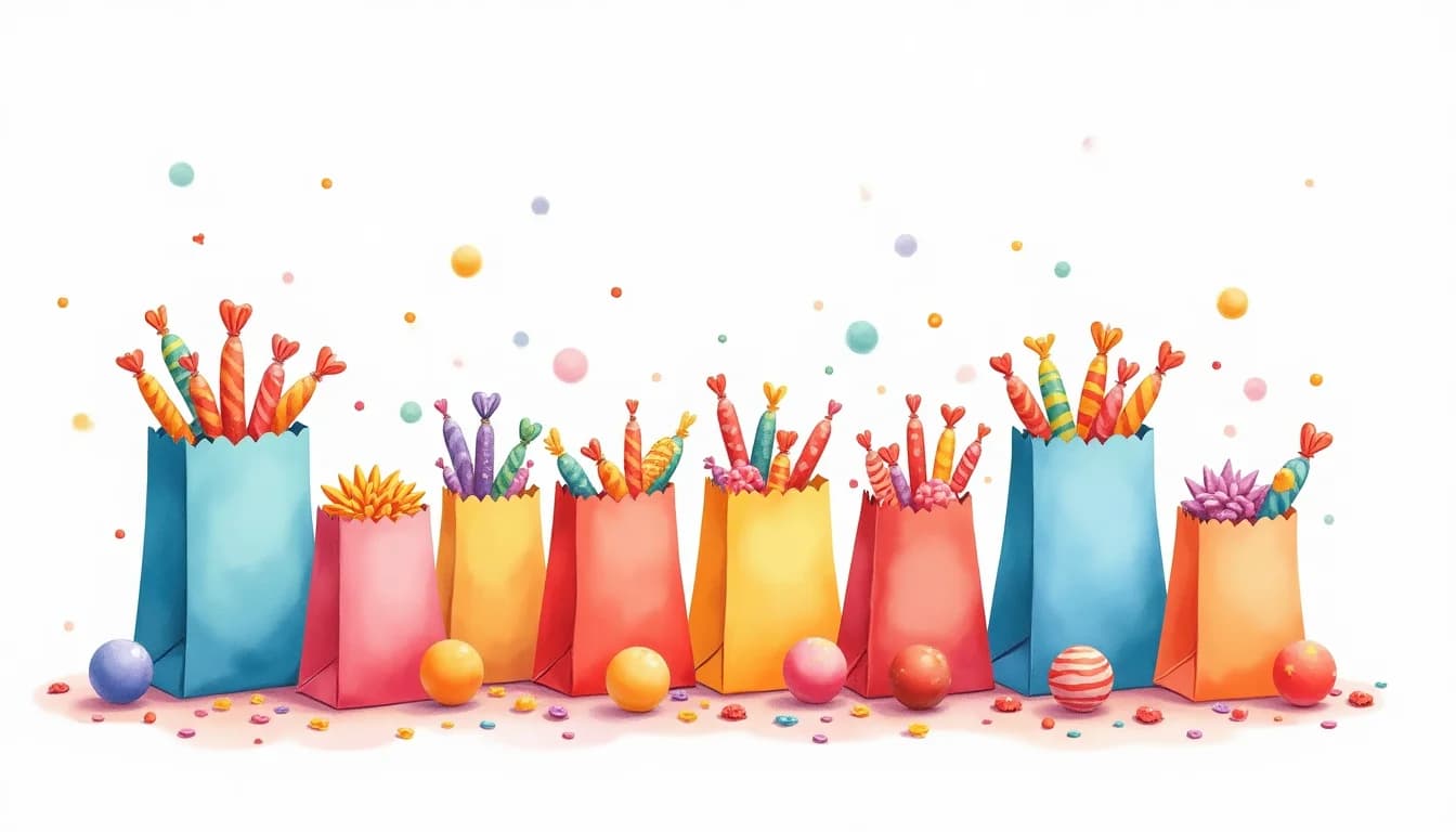 Kalaspåsar med godis och leksaker