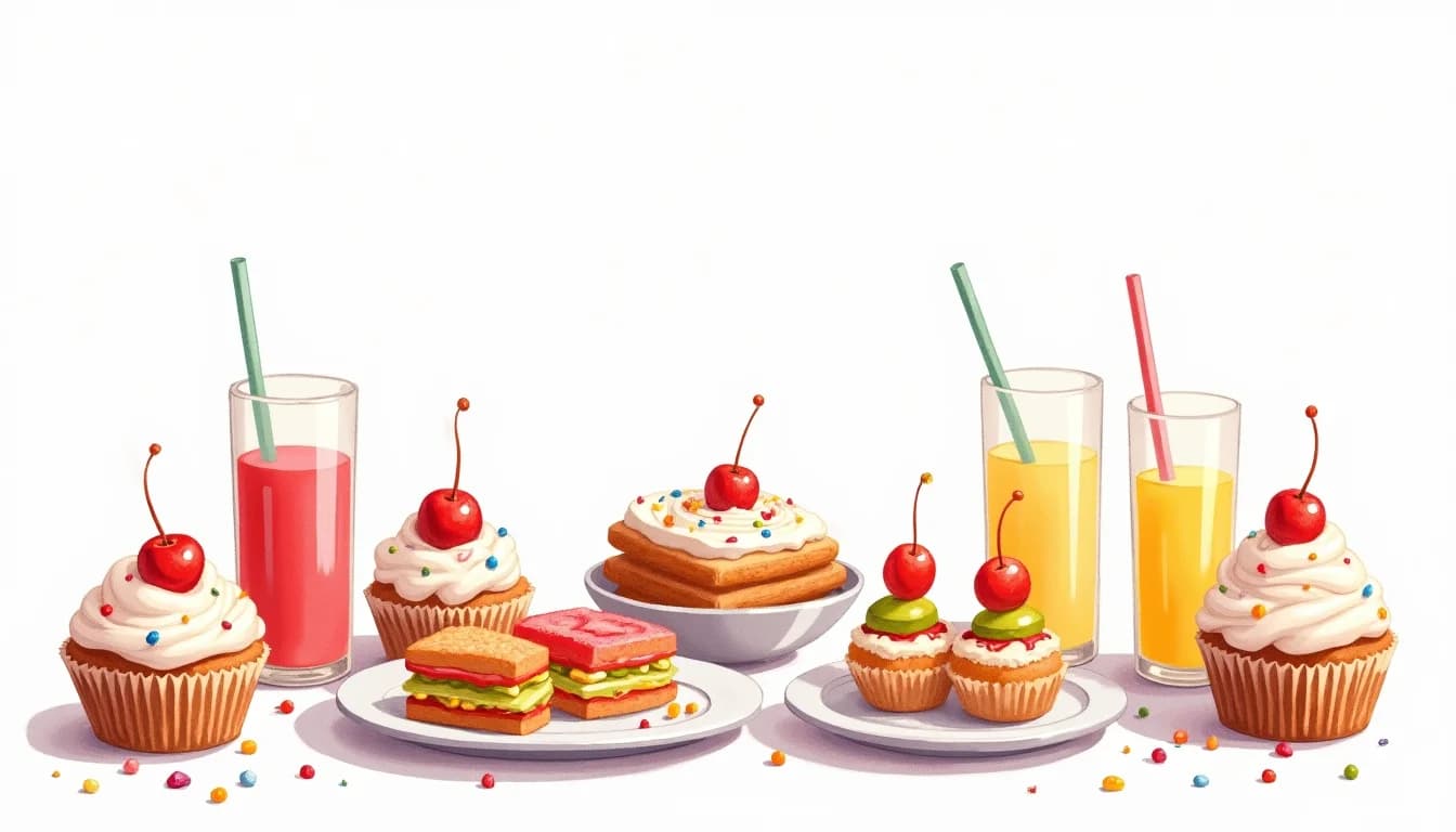 Kalasmat med cupcakes och fruktspett