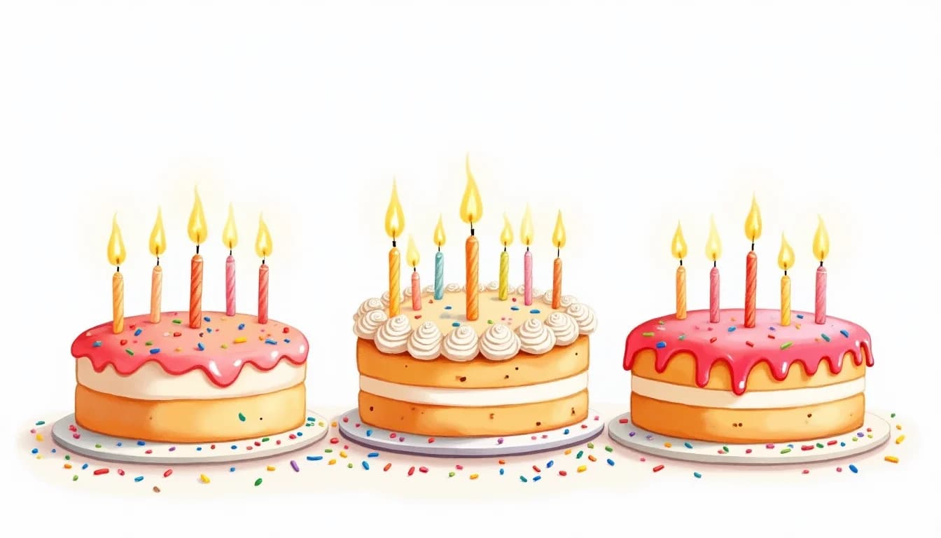 Födelsedagstårtor med ljus och strössel
